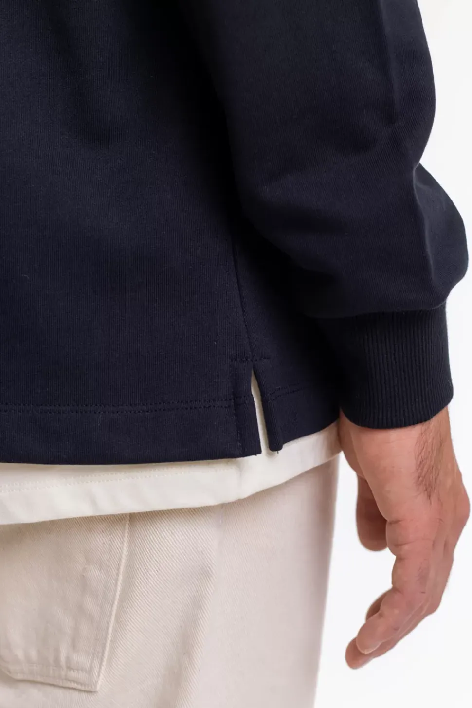 Schweres Polo Sweatshirt Aus Bio-Baumwolle Schwarz