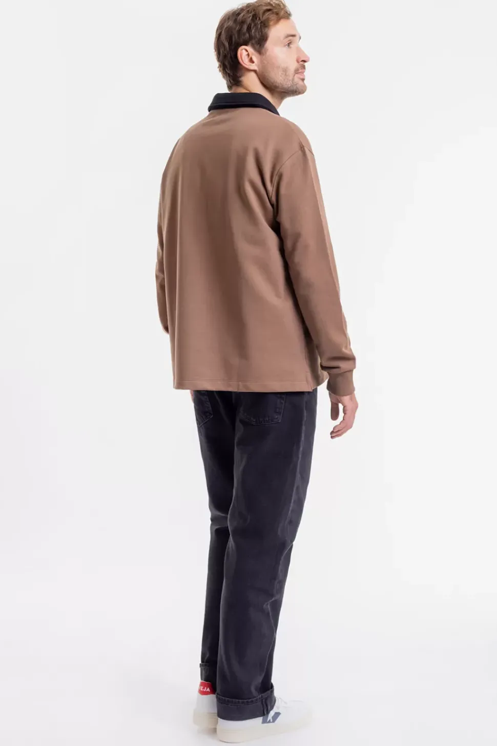 Schweres Polo Sweatshirt Aus Bio-Baumwolle Braun
