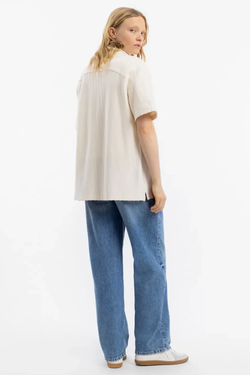 Strick Bowling Shirt Bio Baumwolle - Creme