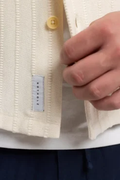Strick Bowling Shirt Bio Baumwolle - Creme