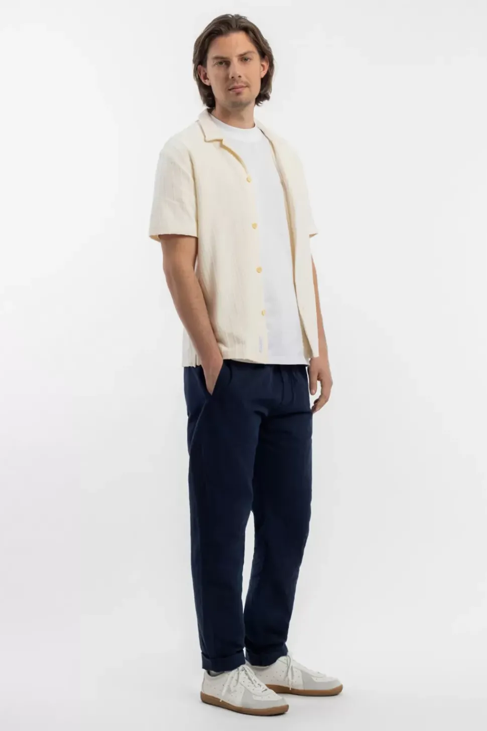 Strick Bowling Shirt Bio Baumwolle - Creme