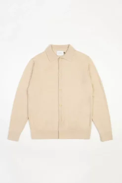 Strick Shirt Merinowolle - Sand