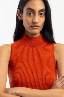 Strick Singlet Merinowolle - Rot