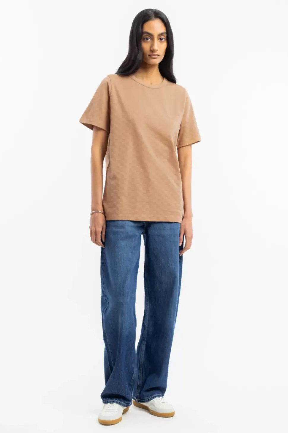 Strukturiertes T-Shirt Bio Baumwolle - Karamell