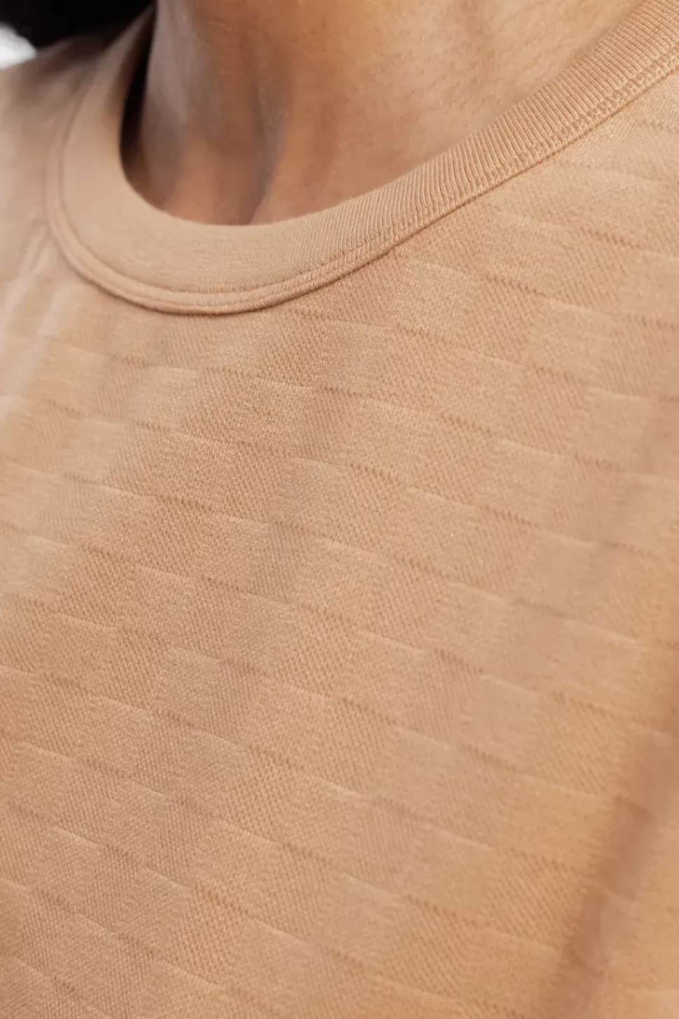Strukturiertes T-Shirt Bio Baumwolle - Karamell