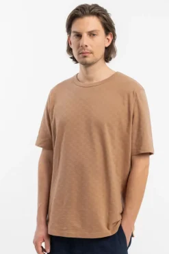 Strukturiertes T-Shirt Bio Baumwolle - Karamell