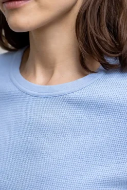 T-Shirt Aus Waffle Cotton Hellblau