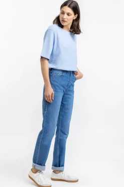 T-Shirt Aus Waffle Cotton Hellblau