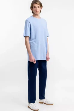 T-Shirt Aus Waffle Cotton Hellblau