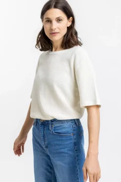 T-Shirt Aus Waffle Cotton Weis