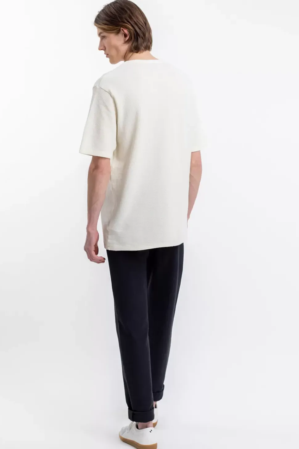 T-Shirt Aus Waffle Cotton Weis
