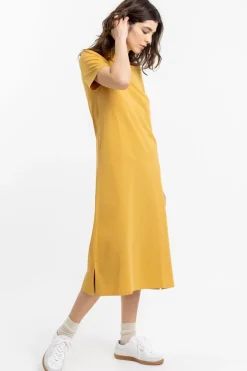 T-Shirt Kleid Aus Bio-Baumwolle Senfgelb