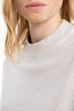 T-Shirt Mit Breitem Kragen Bio Baumwolle - Grau