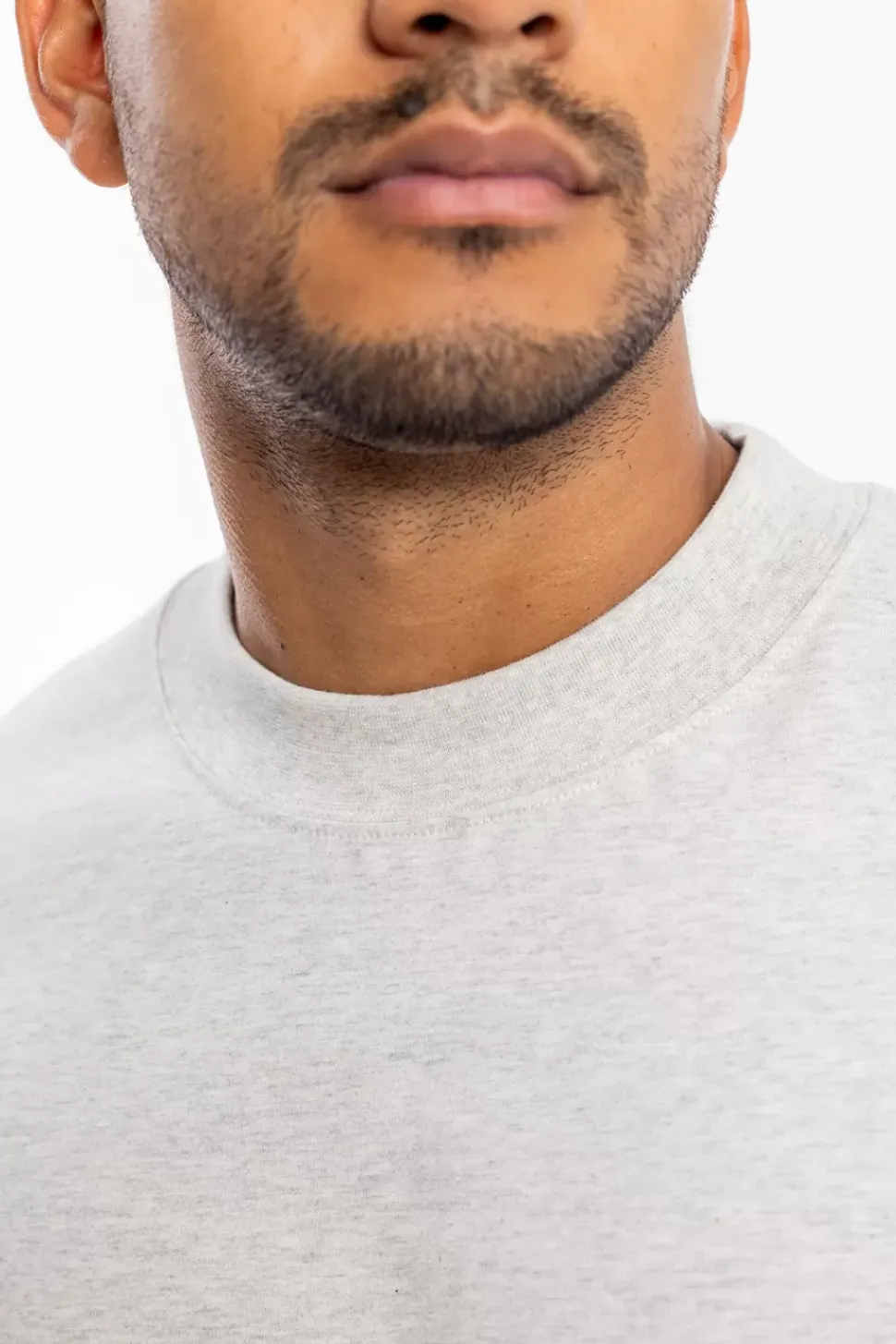 T-Shirt Mit Breitem Kragen Bio Baumwolle - Grau