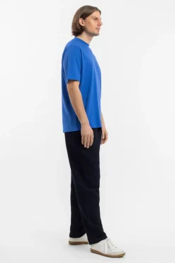T-Shirt Mit Breitem Kragen Bio Baumwolle - Blau