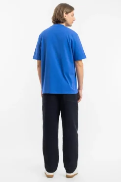 T-Shirt Mit Breitem Kragen Bio Baumwolle - Blau