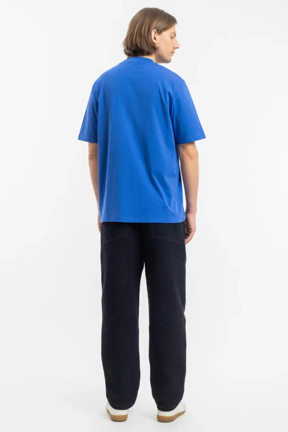 T-Shirt Mit Breitem Kragen Bio Baumwolle - Blau