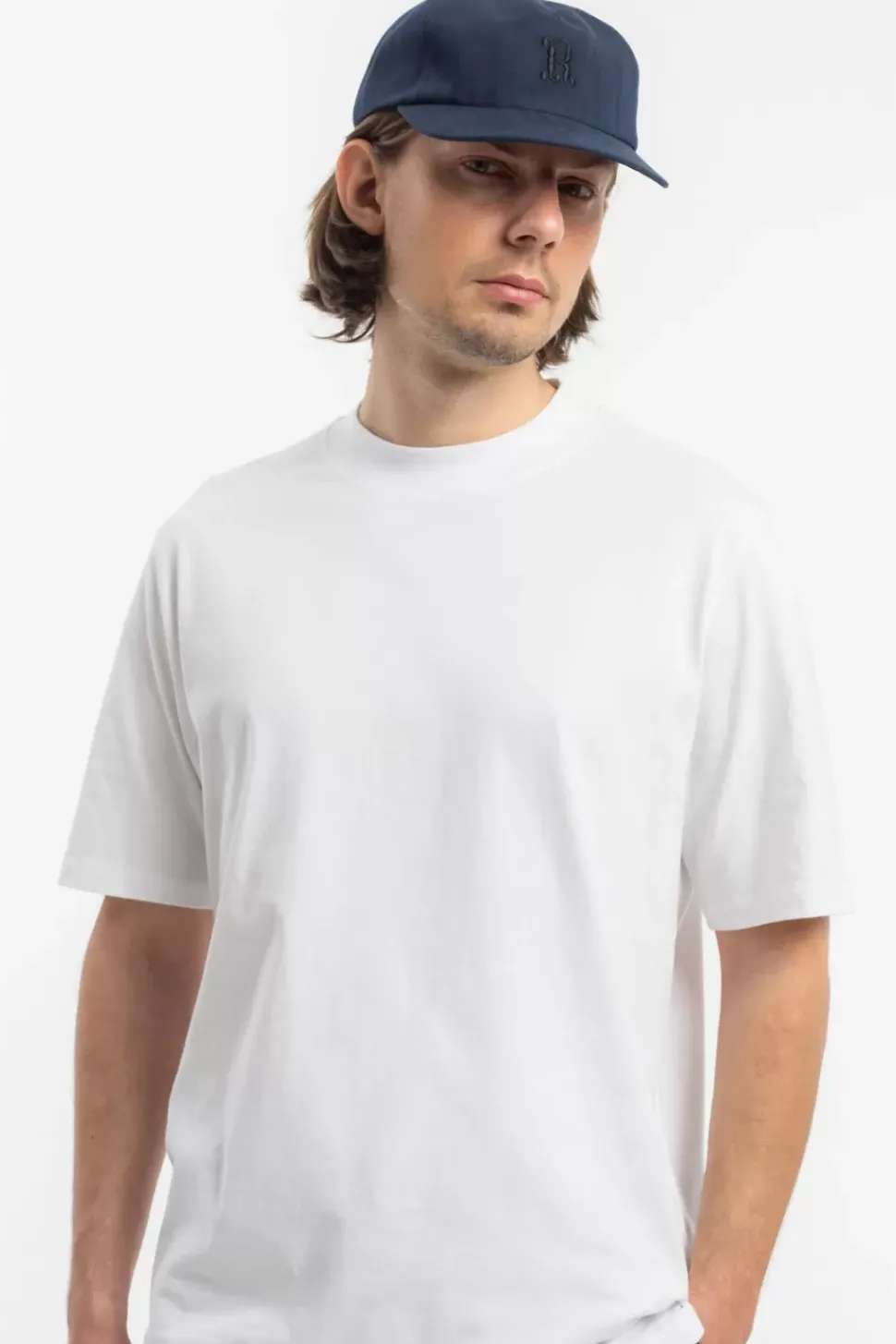 T-Shirt Mit Breitem Kragen Bio Baumwolle - Weis
