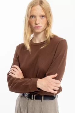 Waffel Longsleeve Bio Baumwolle - Braun