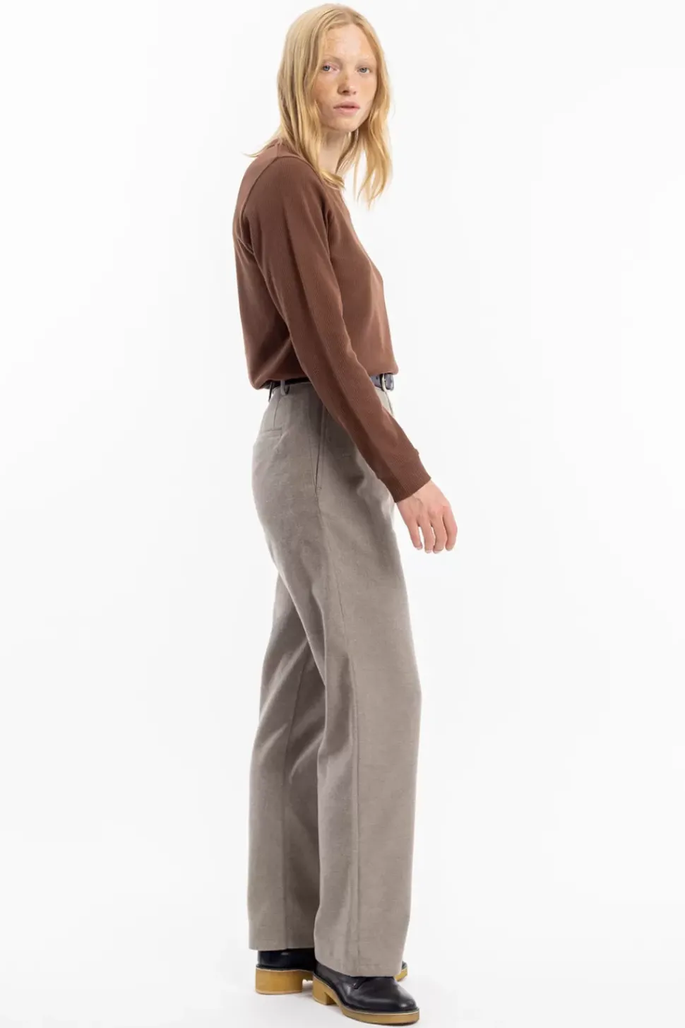 Waffel Longsleeve Bio Baumwolle - Braun