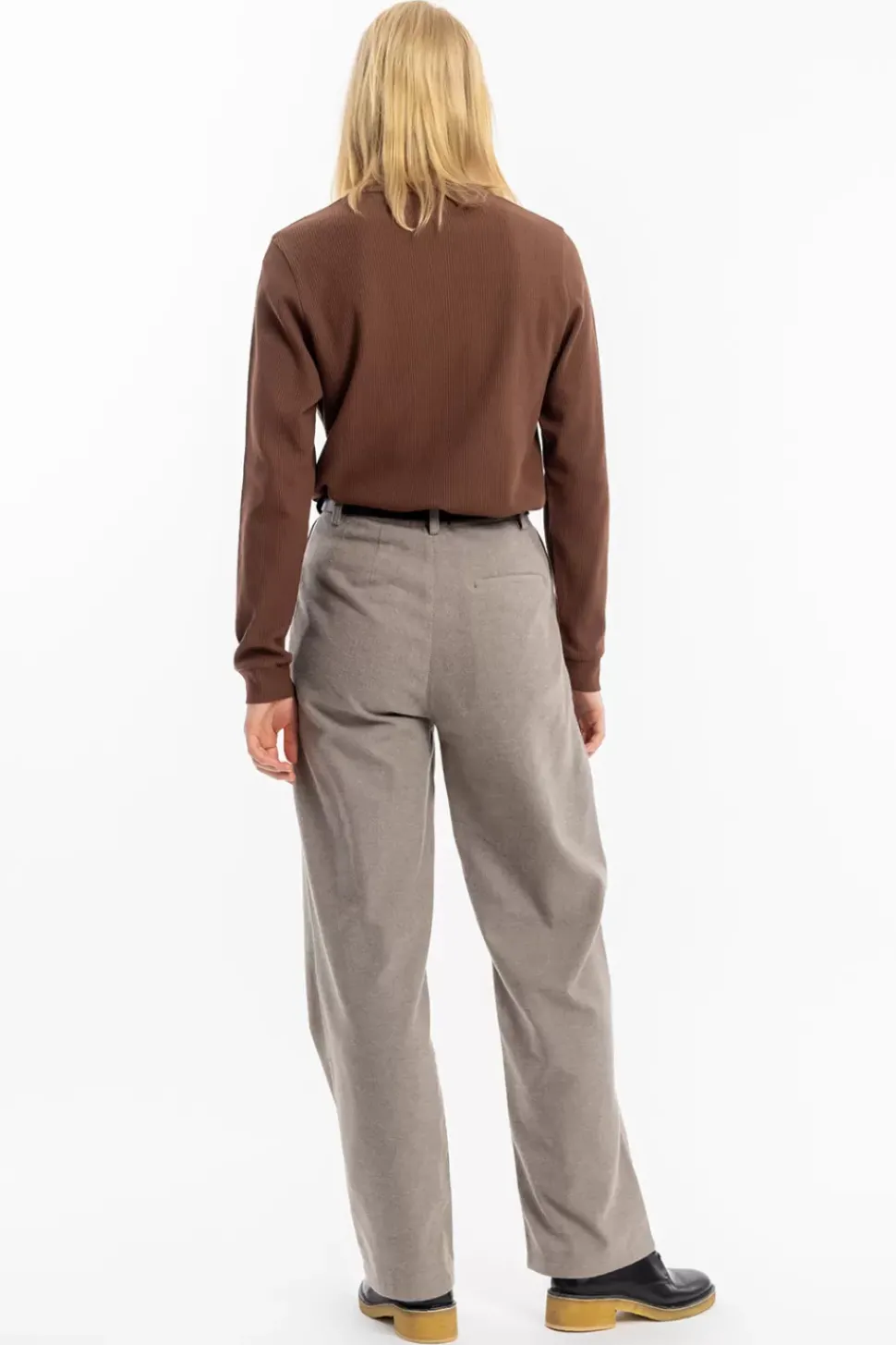 Waffel Longsleeve Bio Baumwolle - Braun