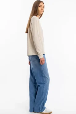 Waffel Longsleeve Bio Baumwolle - Creme