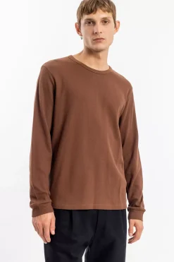 Waffel Longsleeve Bio Baumwolle - Braun