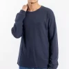 Waffel Longsleeve Bio Baumwolle - Dunkelblau