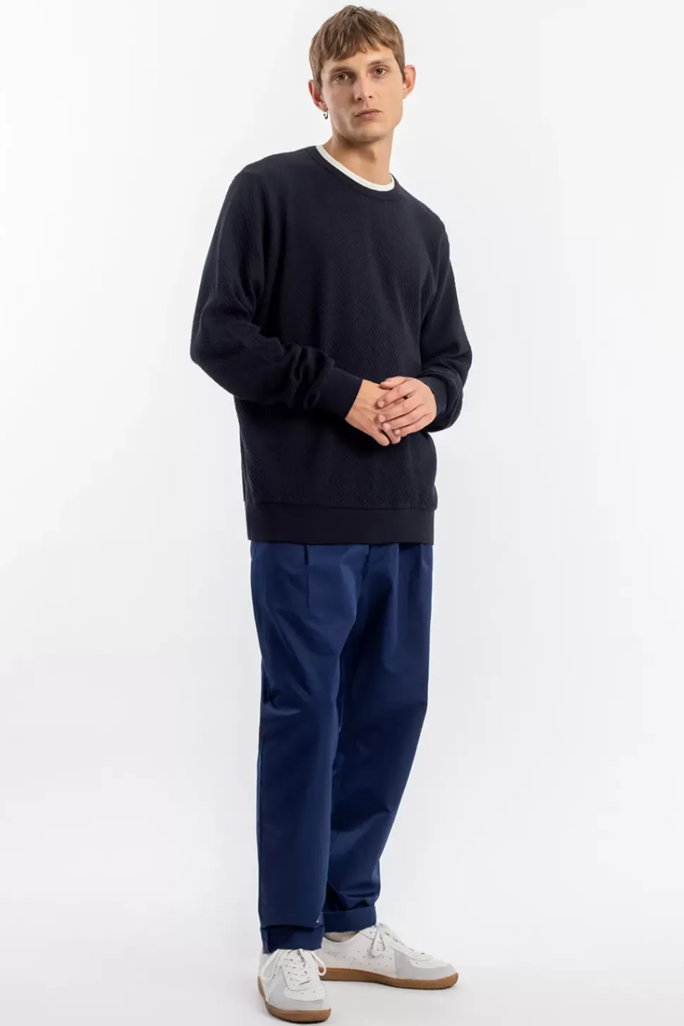 Waffel Sweatshirt Bio Baumwolle - Schwarz