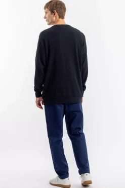 Waffel Sweatshirt Bio Baumwolle - Schwarz