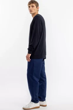 Waffel Sweatshirt Bio Baumwolle - Schwarz