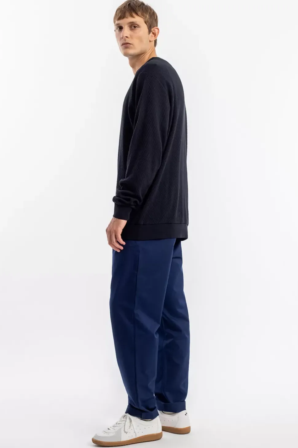 Waffel Sweatshirt Bio Baumwolle - Schwarz