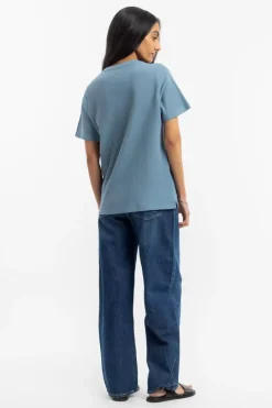Waffel T-Shirt Bio-Baumwolle - Blau
