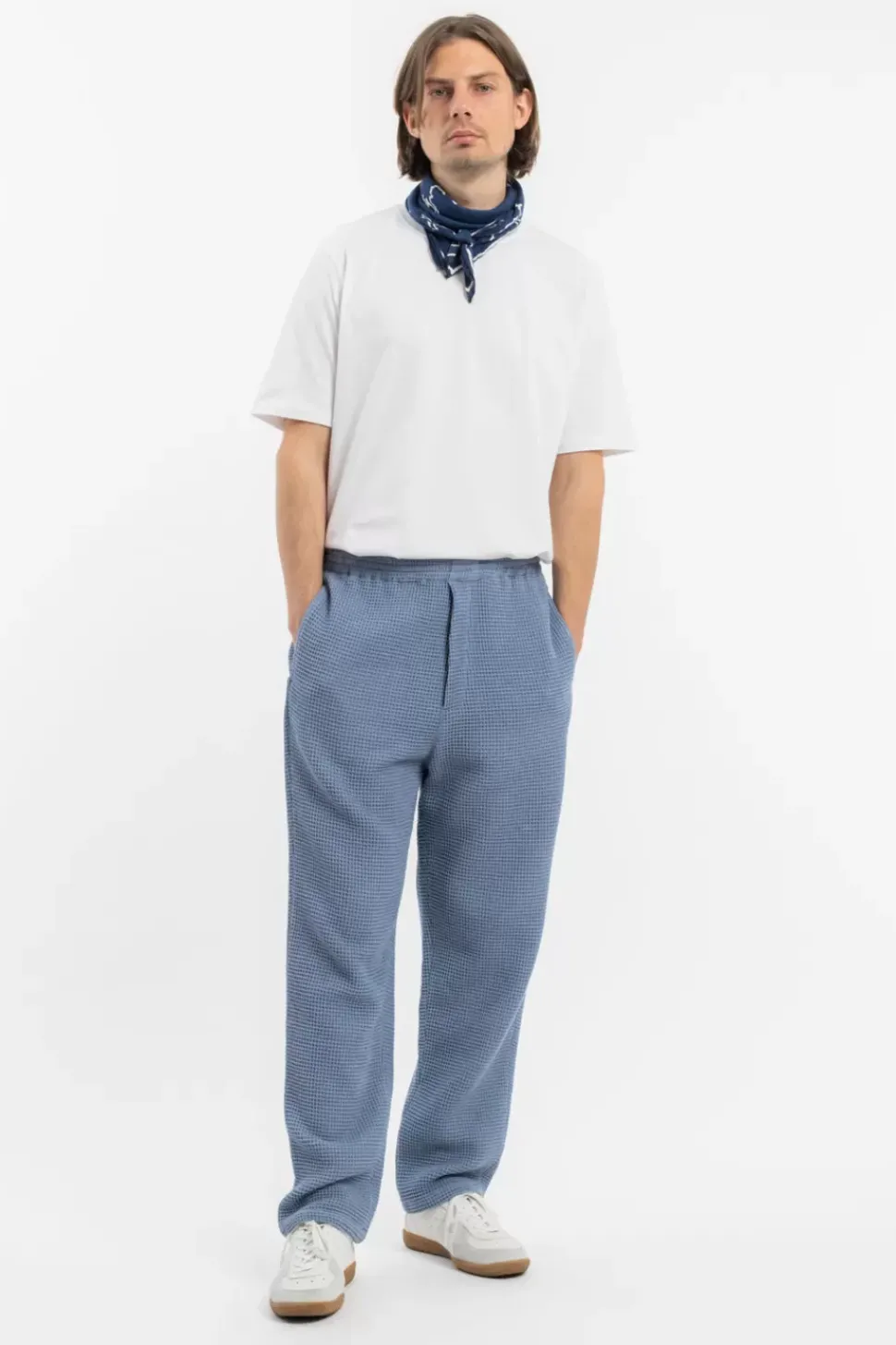 Weite Hose Waffle Cotton - Hellblau