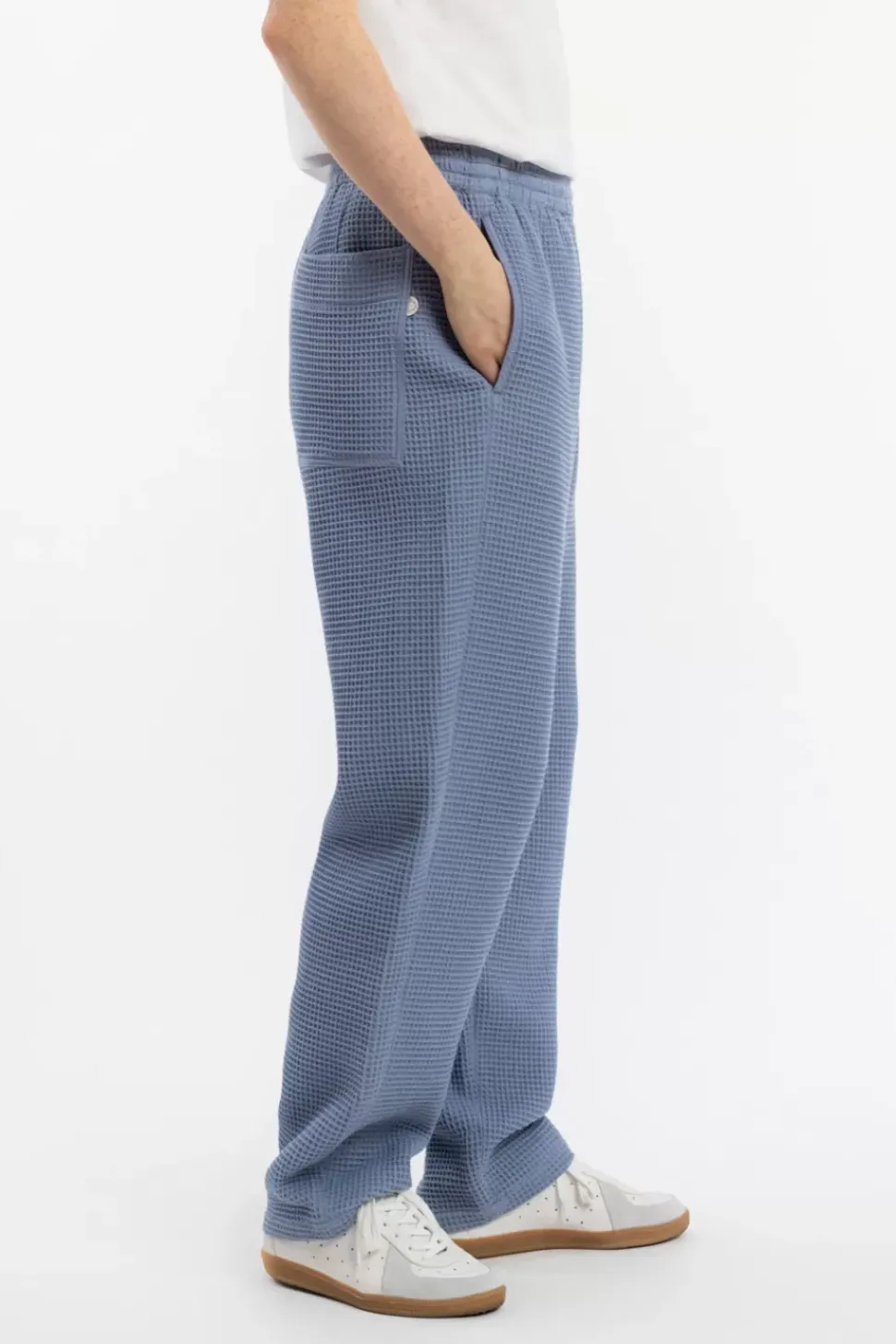 Weite Hose Waffle Cotton - Hellblau