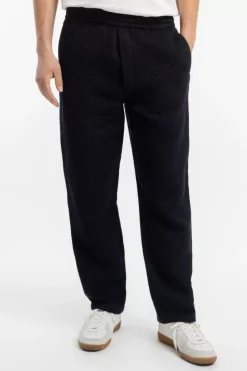 Weite Hose Waffle Cotton - Schwarz