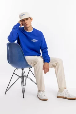 Willkommen Print Sweatshirt Bio Baumwolle - Kobalt