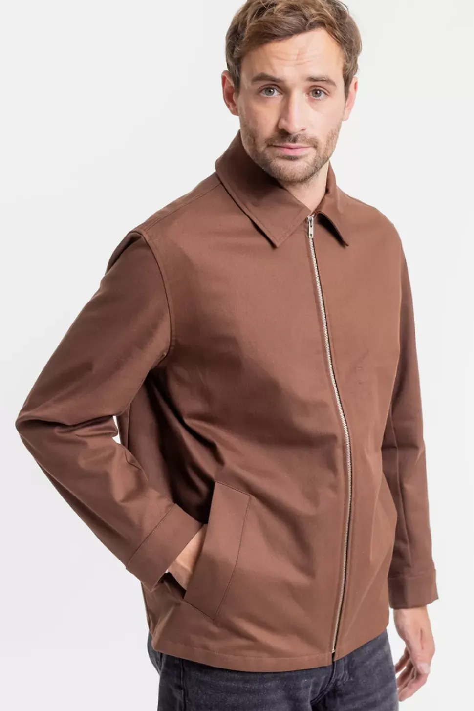 Zip Jacke Aus Bio-Baumwolle Braun
